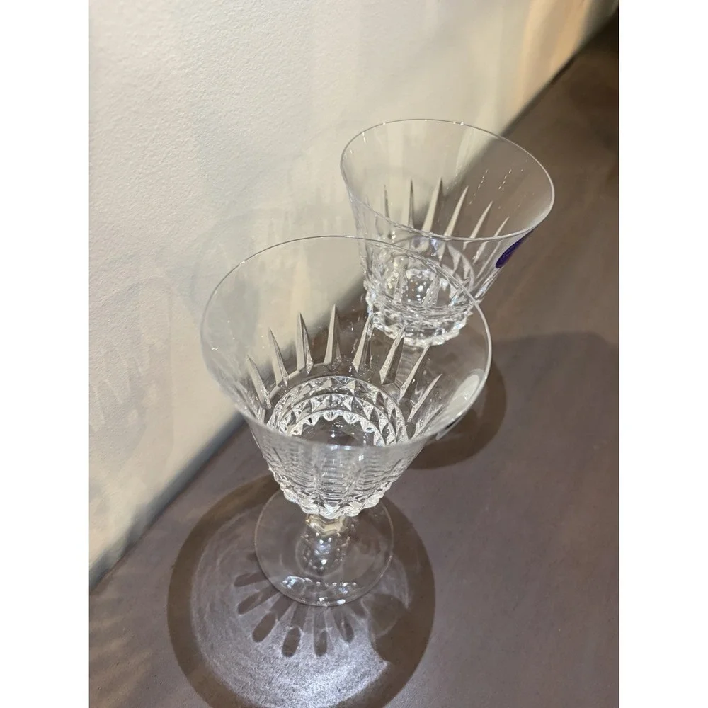 Vintage W.M Dalton 24% French Lead Crystal 2 Goblets Original Stickers On Them